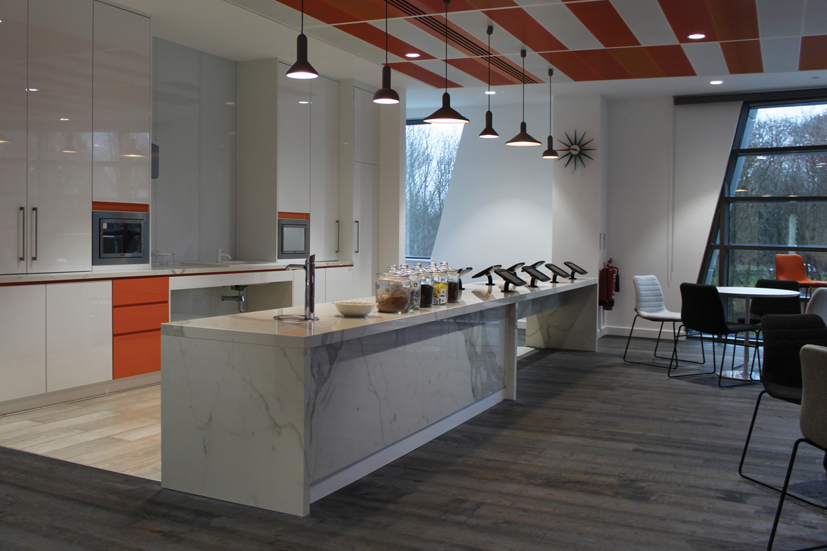 VW Financial Services Fitted Kitchen and Monitor Table